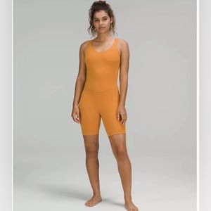 NEW $128 LULULEMON ALIGN BODYSUIT 8” INSEAM WOMENS SIZE 12 AUTUMN ORANGE